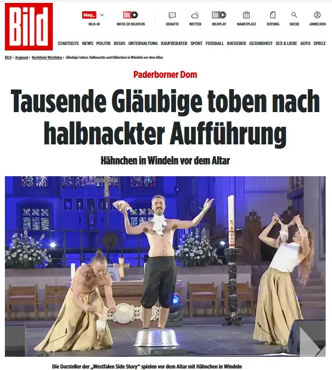 Gläubige toben: Halbnackte und Hähnchen - Bild.de 